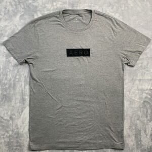 Aeropostale Aero Box Logo Heather Gray Tee Shirt Size M